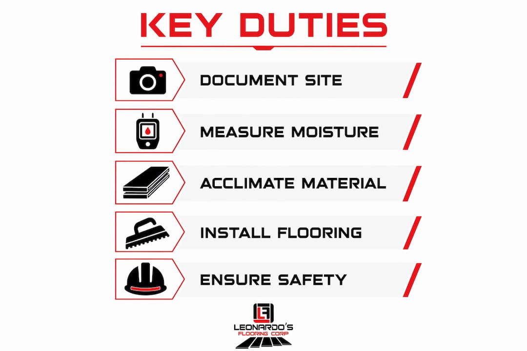 Infographic showing key responsibilities of flooring subcontractors