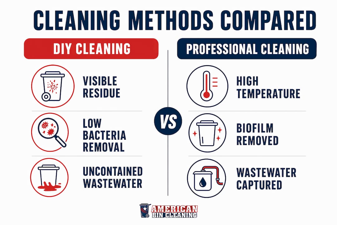 Infographic comparing professional and DIY bin cleaning