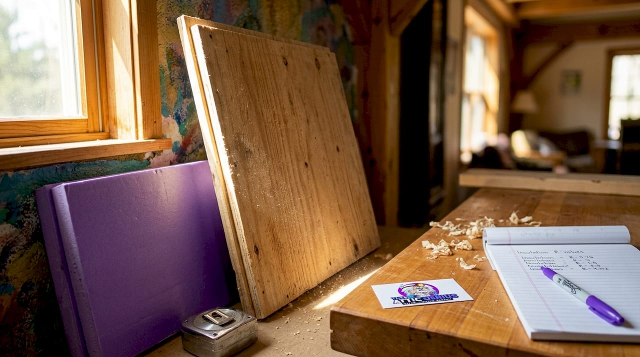 Close-up of attic hatch with insulation board
