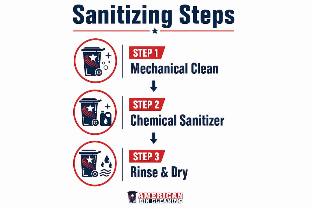 Infographic showing steps for pressure cleaning sanitization