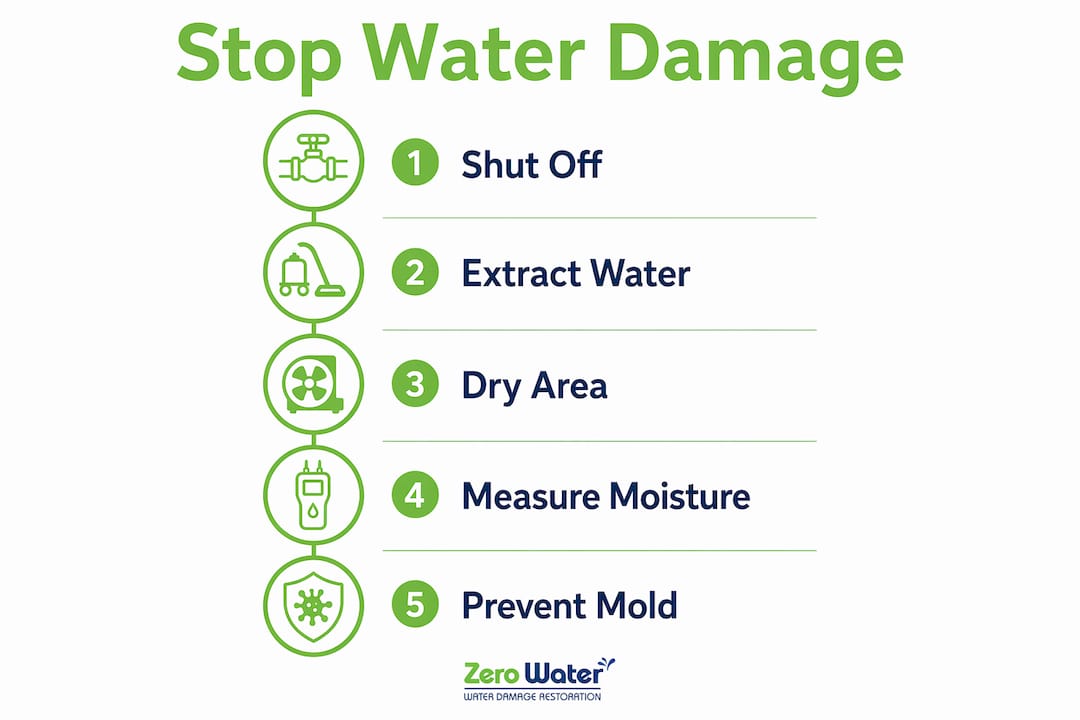 Infographic showing water damage prevention steps