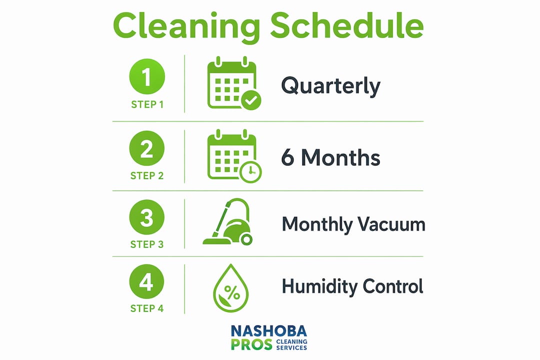 Infographic showing carpet cleaning schedule steps
