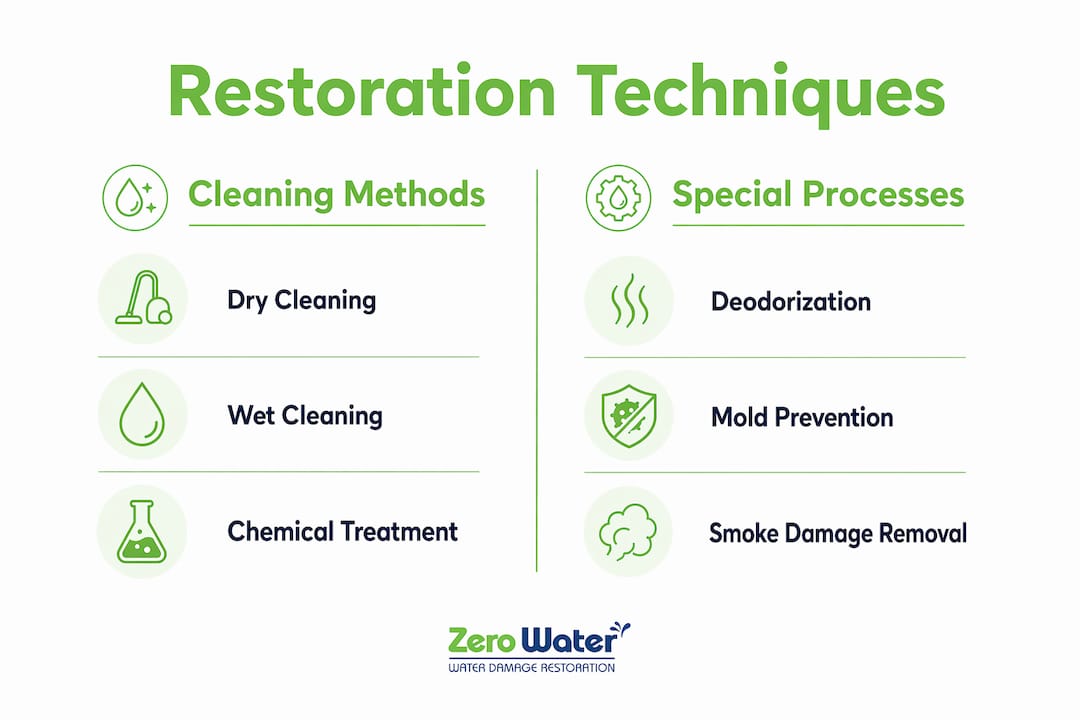 Infographic comparing cleaning and special restoration techniques