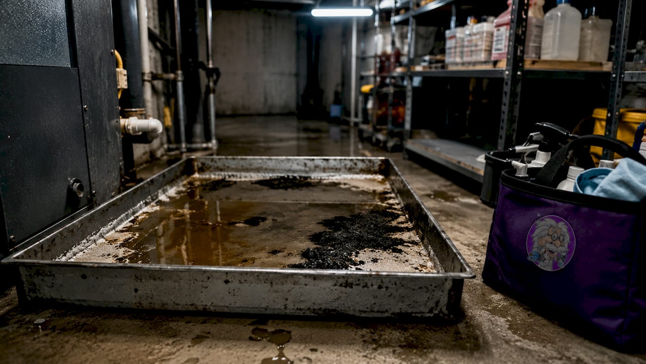 Mold and standing water in HVAC condensate drain pan