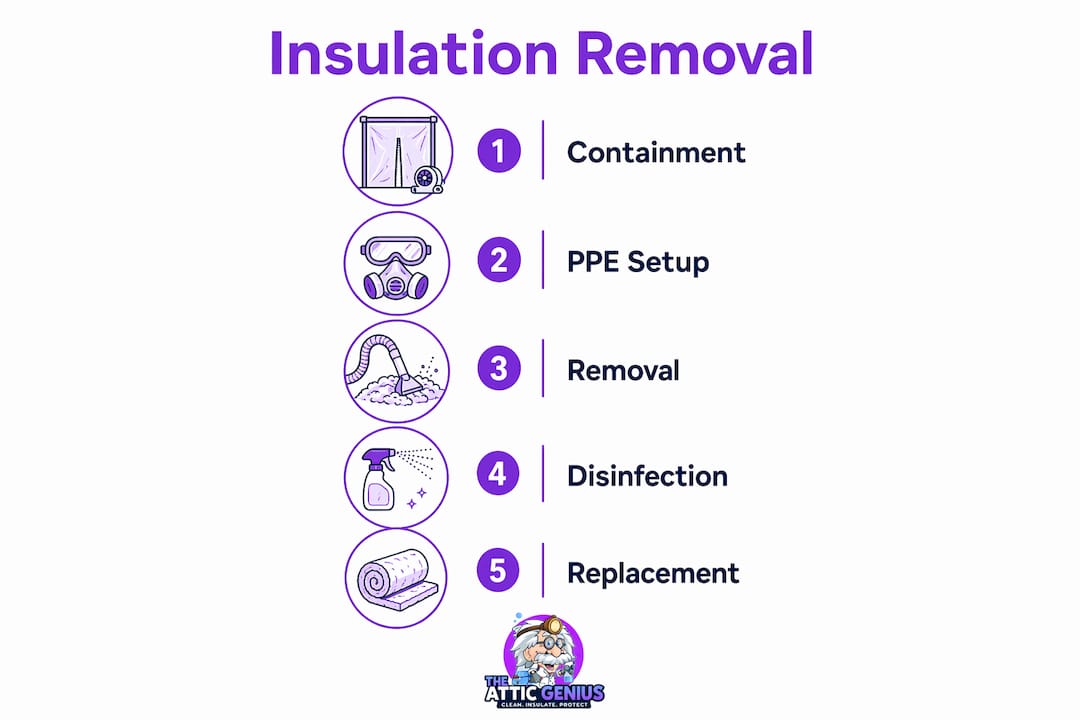 Step by step attic insulation removal infographic