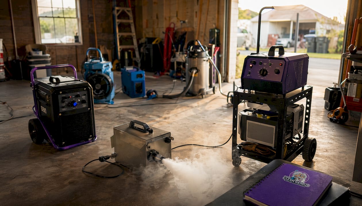 Close-up of fire odor removal equipment in utility room