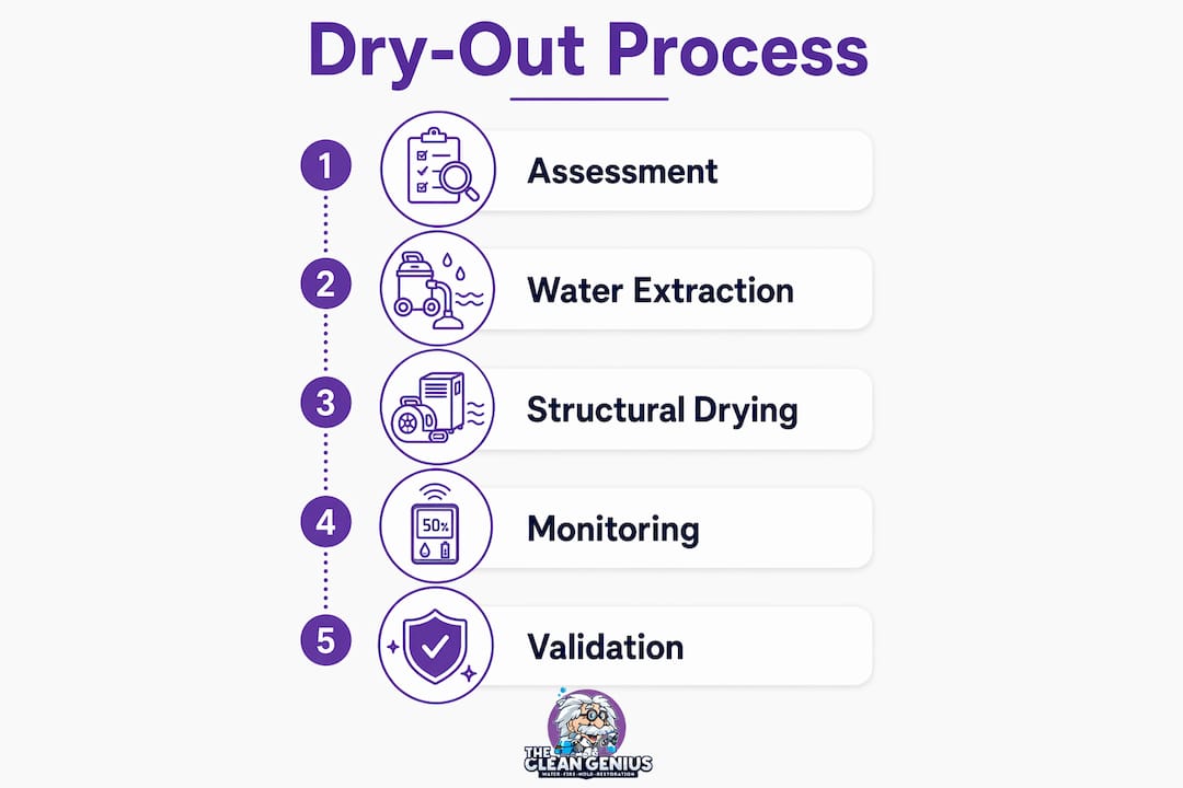 Infographic showing steps of property dry-out process
