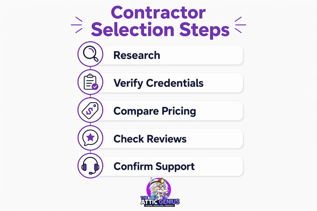 Infographic showing steps to choose construction contractor