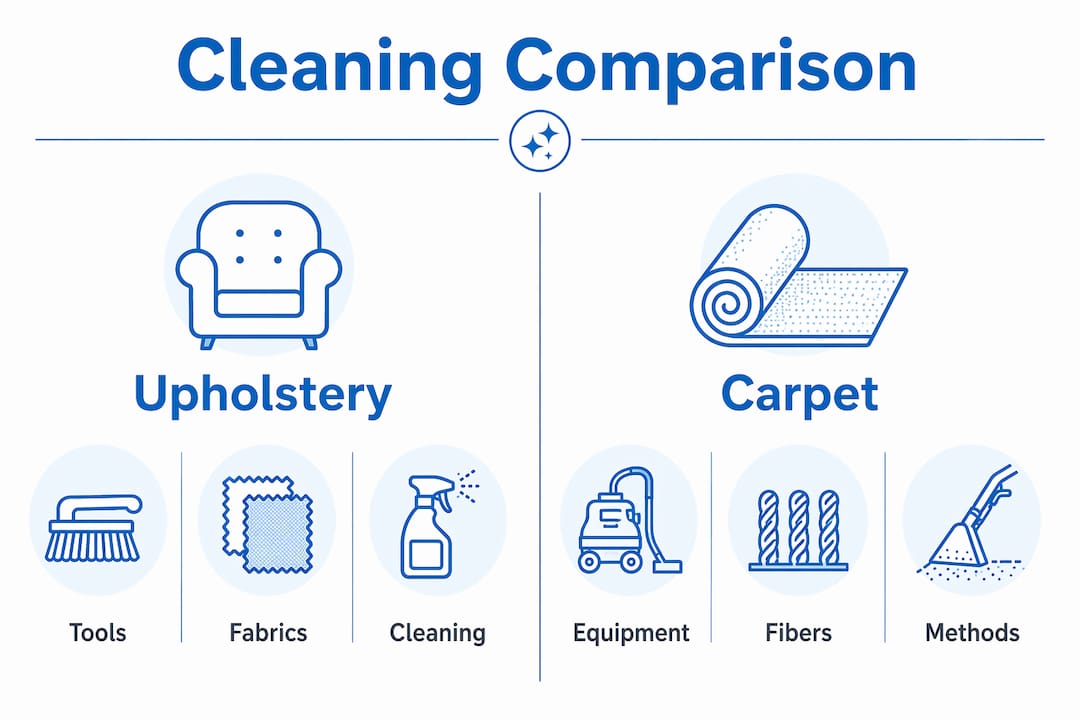 Infographic comparing upholstery and carpet cleaning