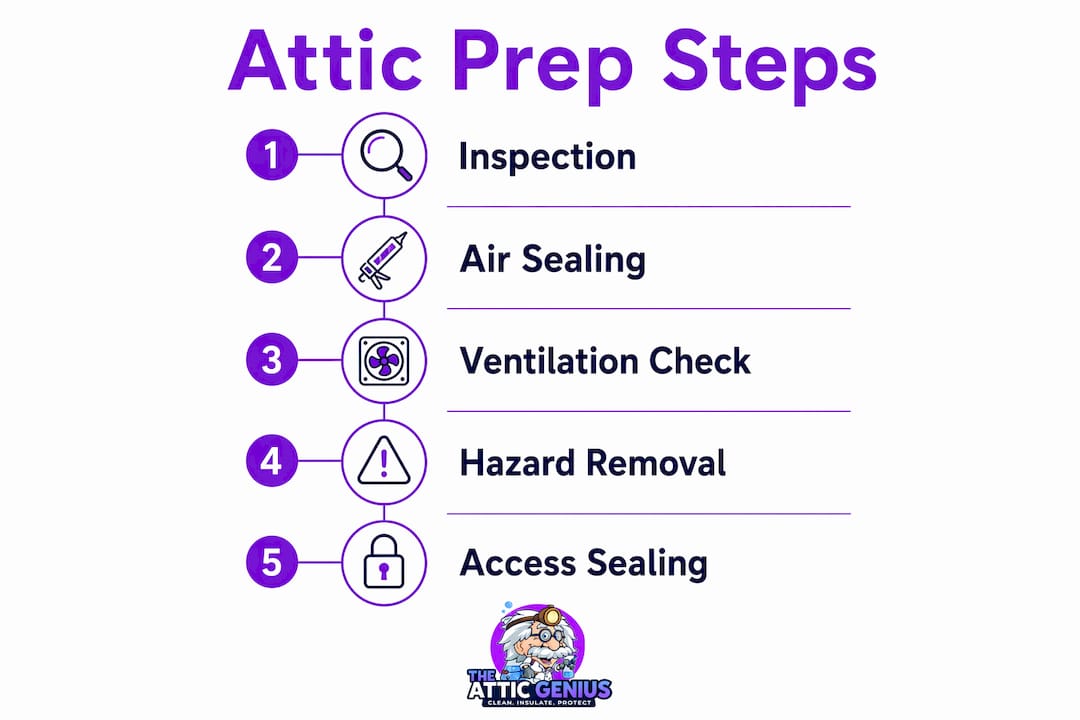 Infographic of attic preparation steps for insulation upgrade
