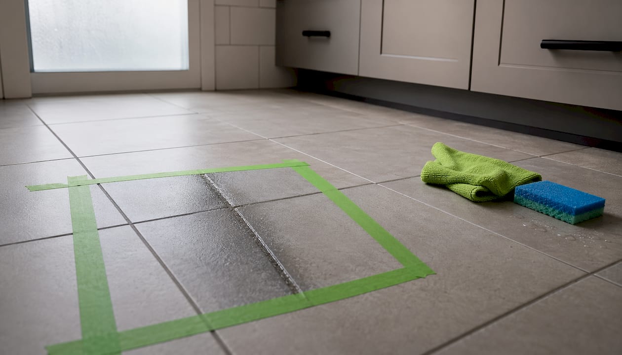 Tested grout area for steam cleaning safety