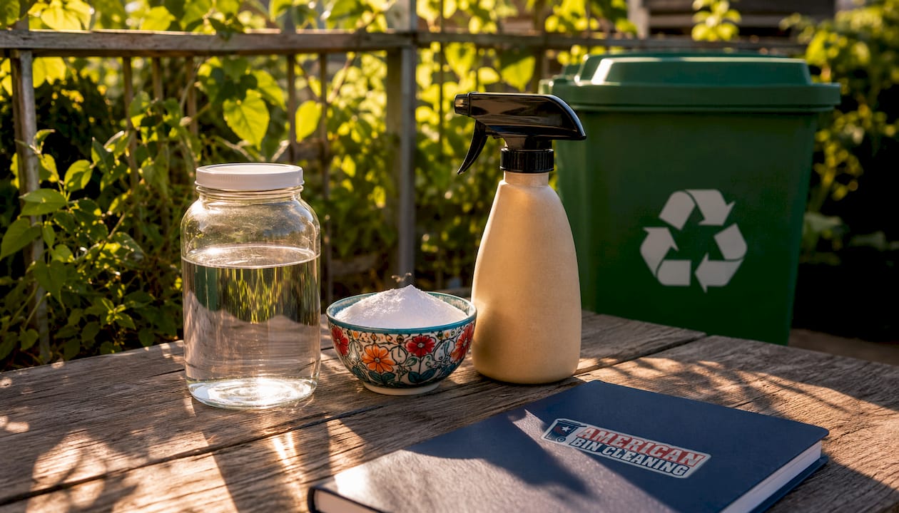 Eco-friendly cleaning supplies on counter