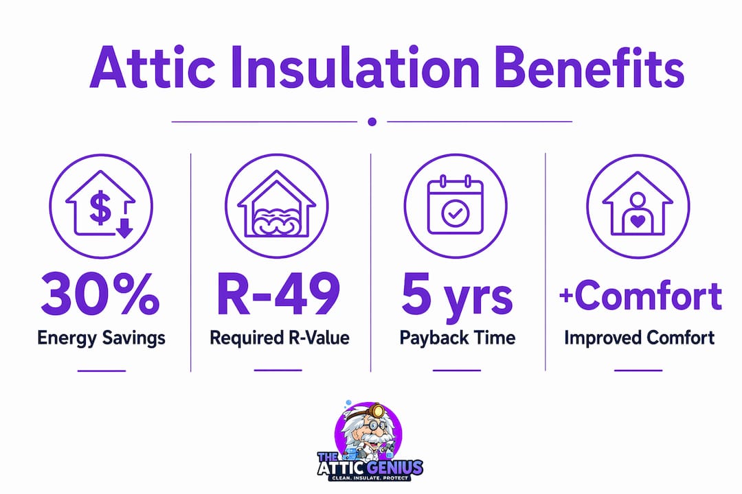 Infographic showing attic insulation benefits statistics