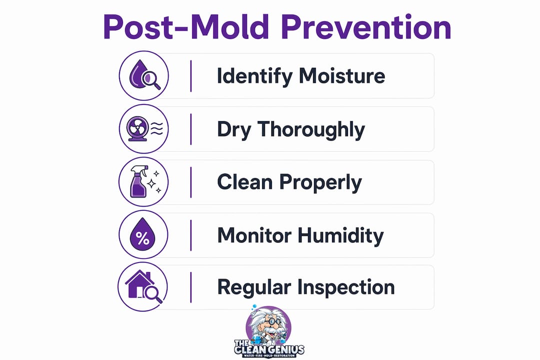 Infographic outlining five steps of mold prevention