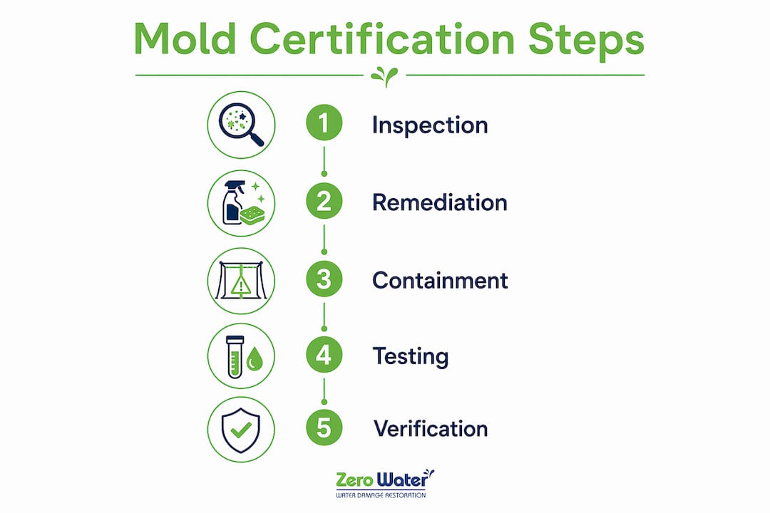 Infographic outlining mold certification steps