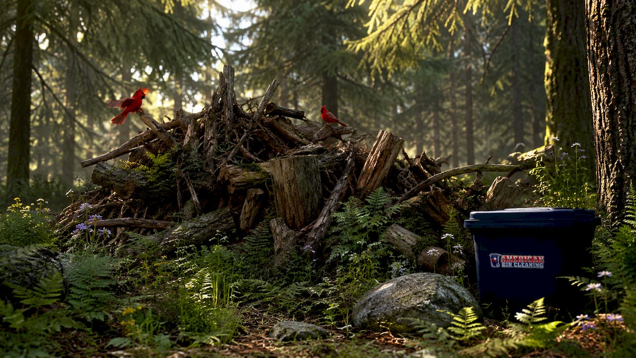 Habitat pile supporting biodiversity in woodland