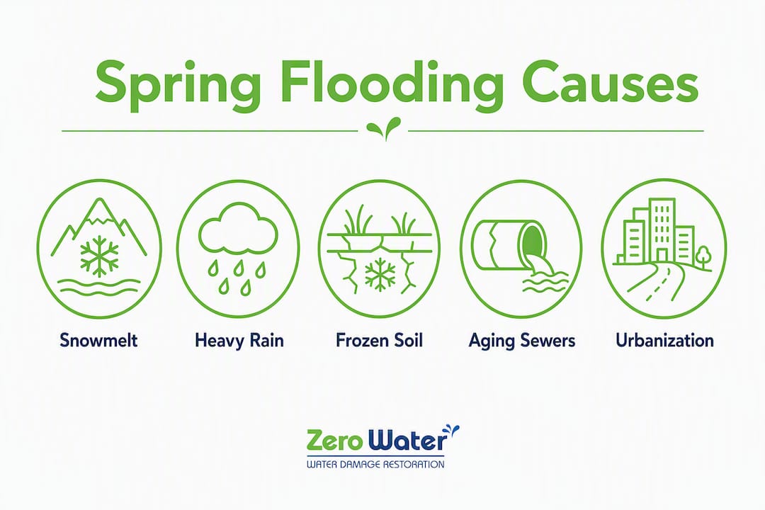 Infographic on spring flooding causes and effects