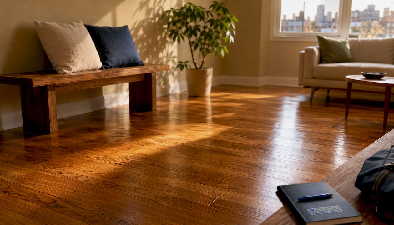 Close-up of engineered hardwood with finish