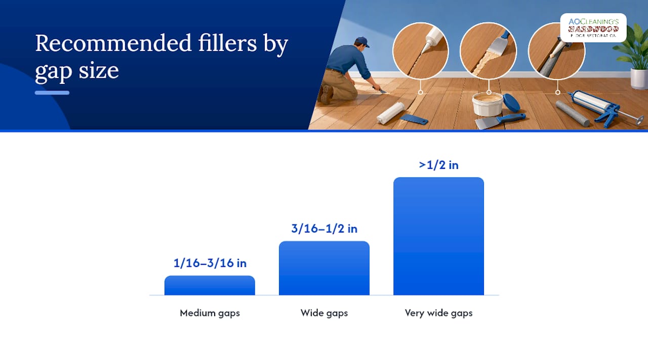 Hardwood gap sizes and filler options