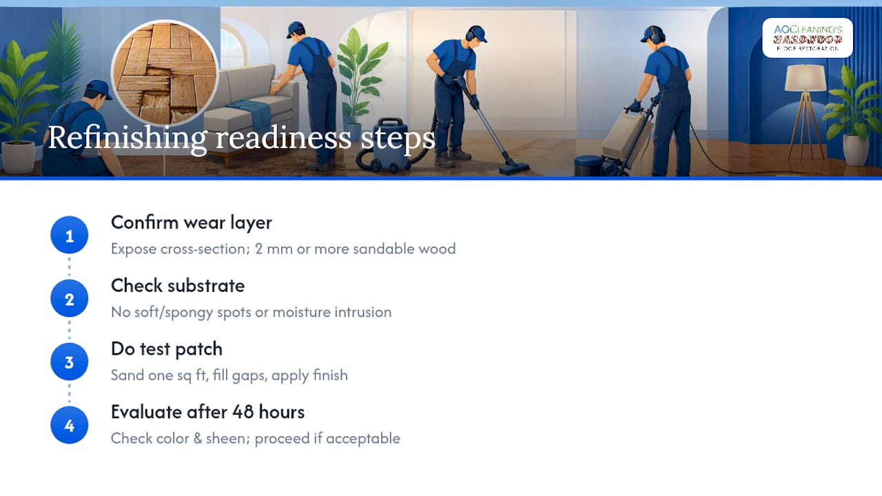 Parquet refinishing readiness sequence