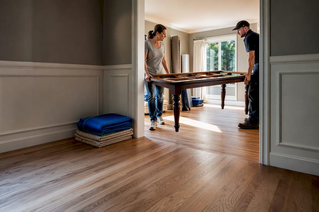 Furniture being moved through home for refinishing