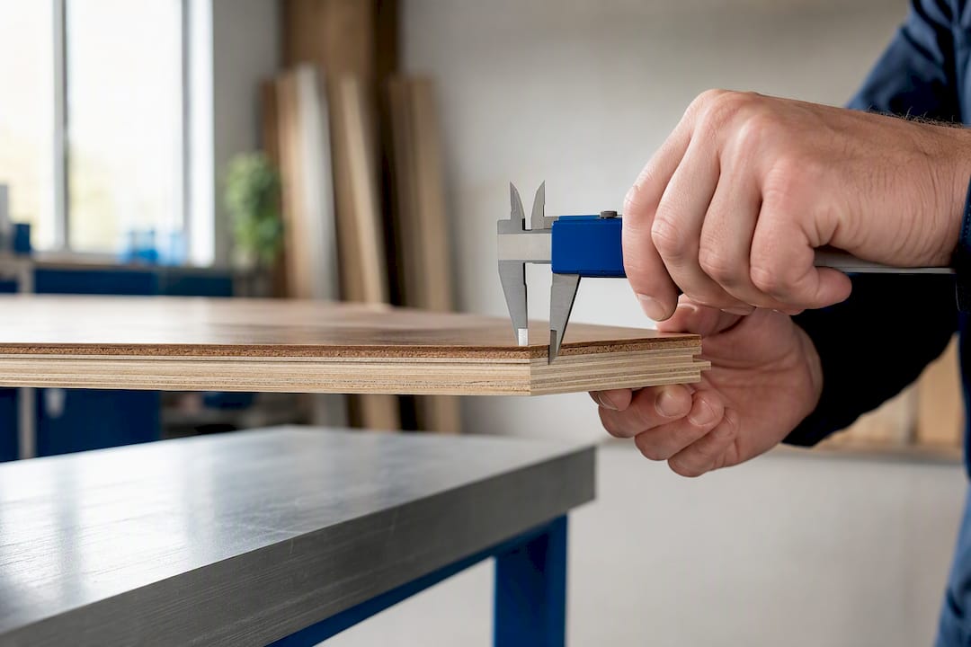 Measuring engineered hardwood wear layer thickness