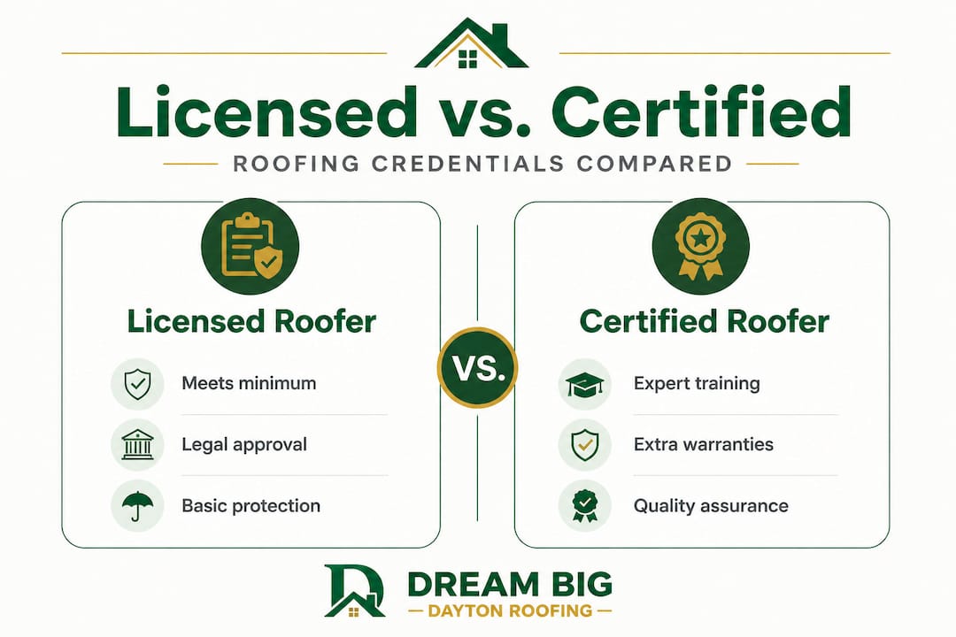 Infographic comparing roofer credentials