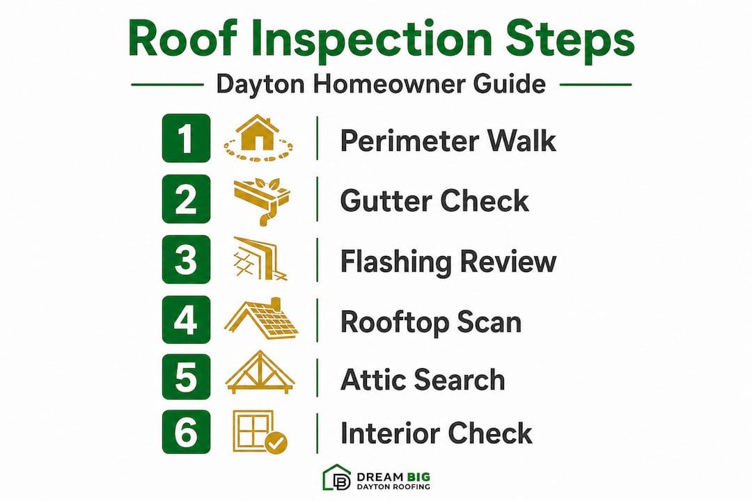 Infographic details Dayton roof inspection steps