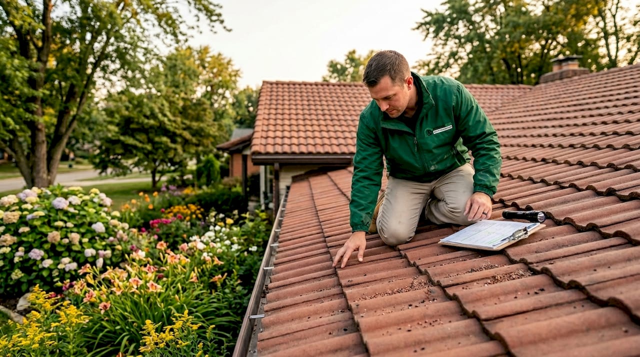 Inspector checks wind-resistant roof installation