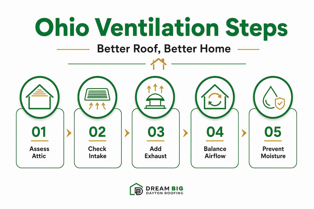 Infographic showing steps for roof ventilation improvement