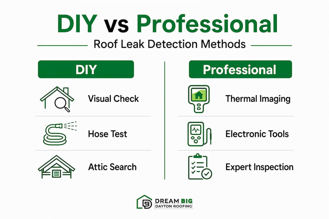 Infographic comparing DIY and professional leak detection