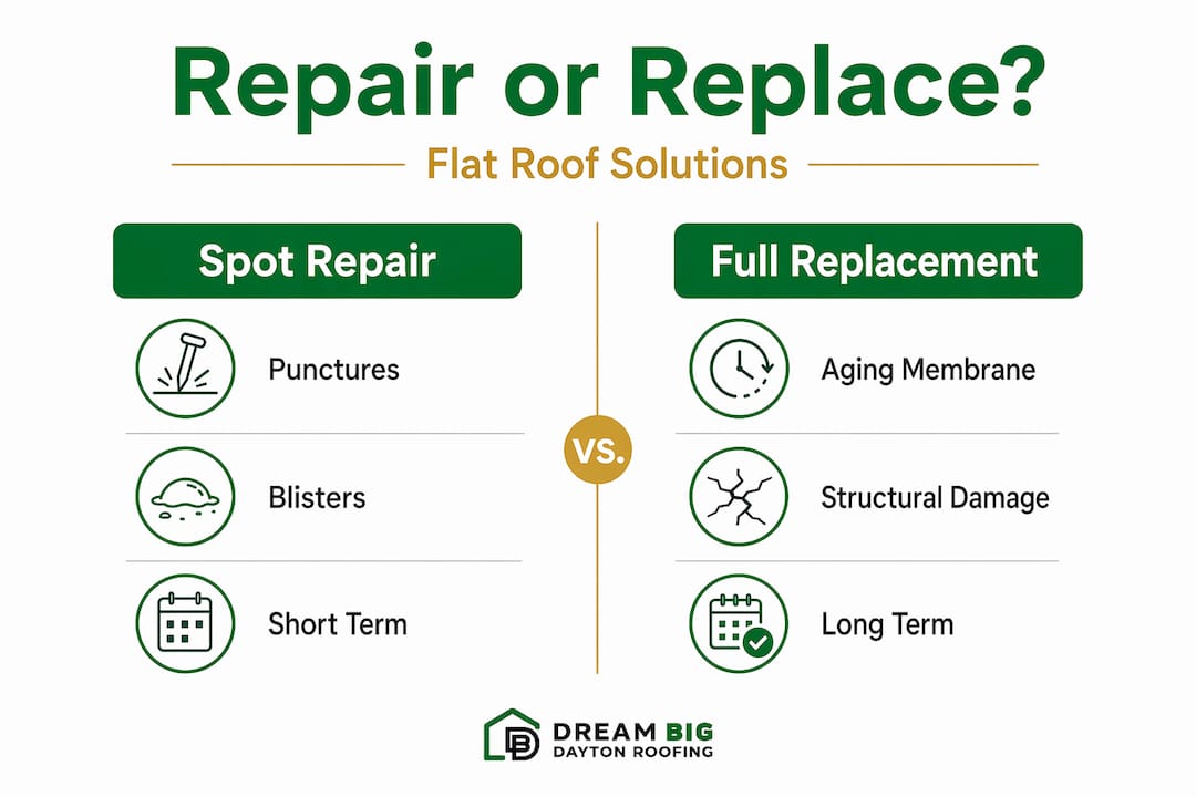 Infographic comparing spot repair and replacement