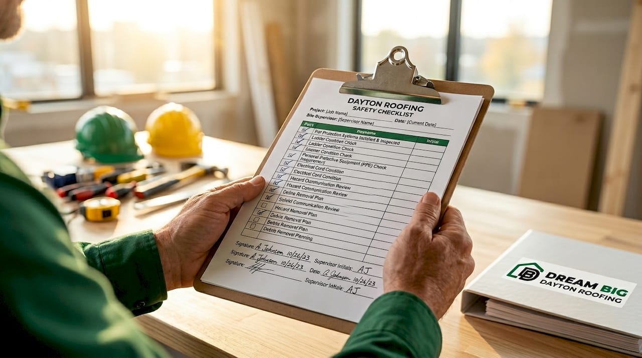 Roofing safety checklist with signatures