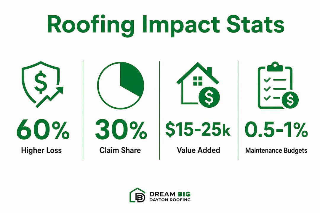 Infographic showing roofing impact statistics