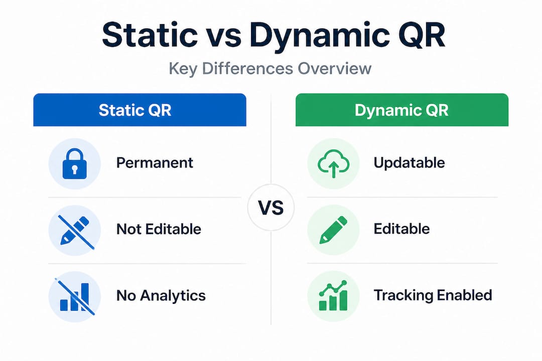 Infographic comparing static and dynamic QR codes