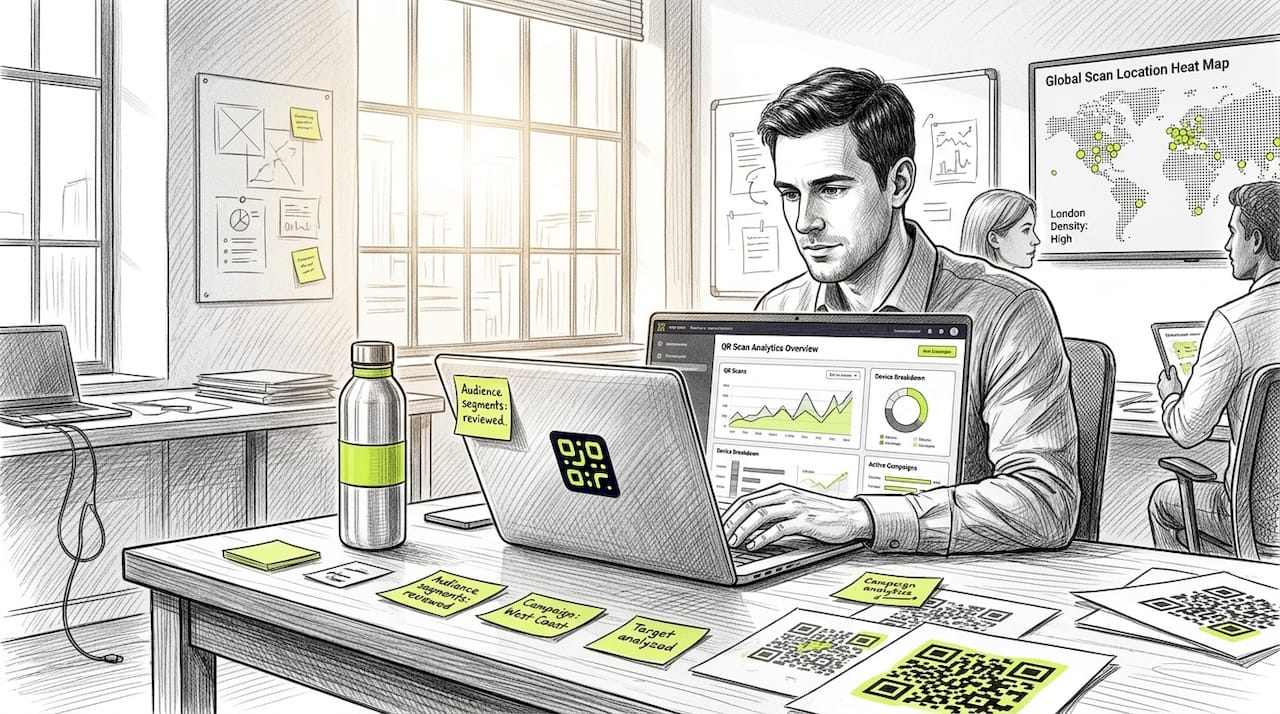 Marketing analyst reviews qr code campaign data