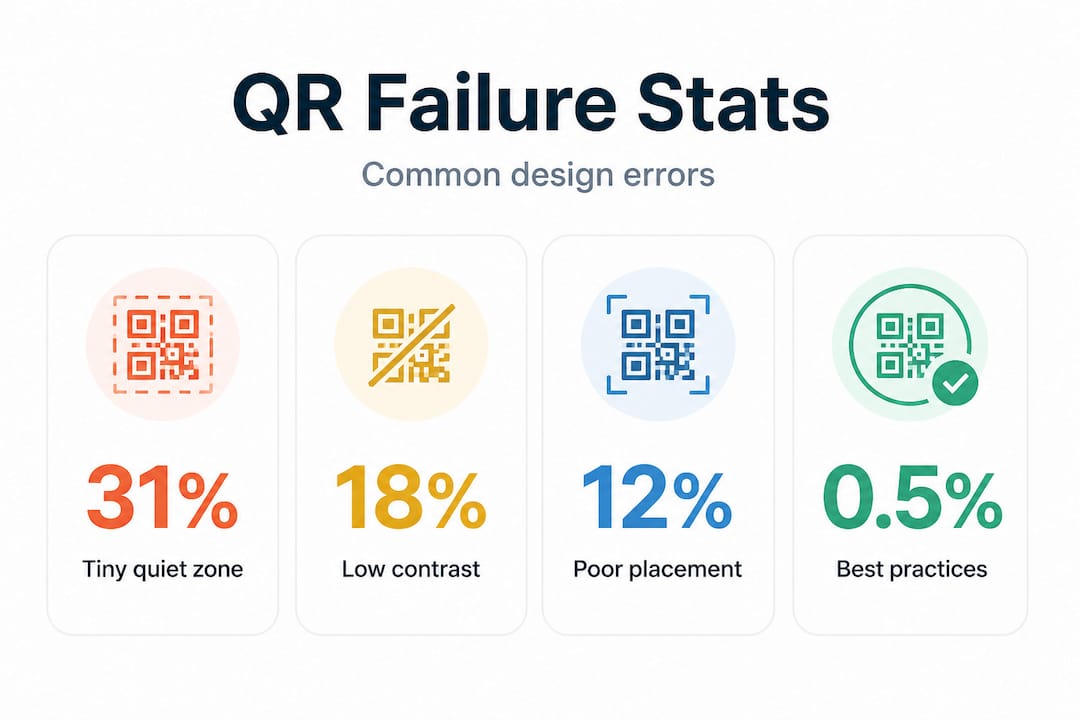Infographic showing QR code failure rate statistics
