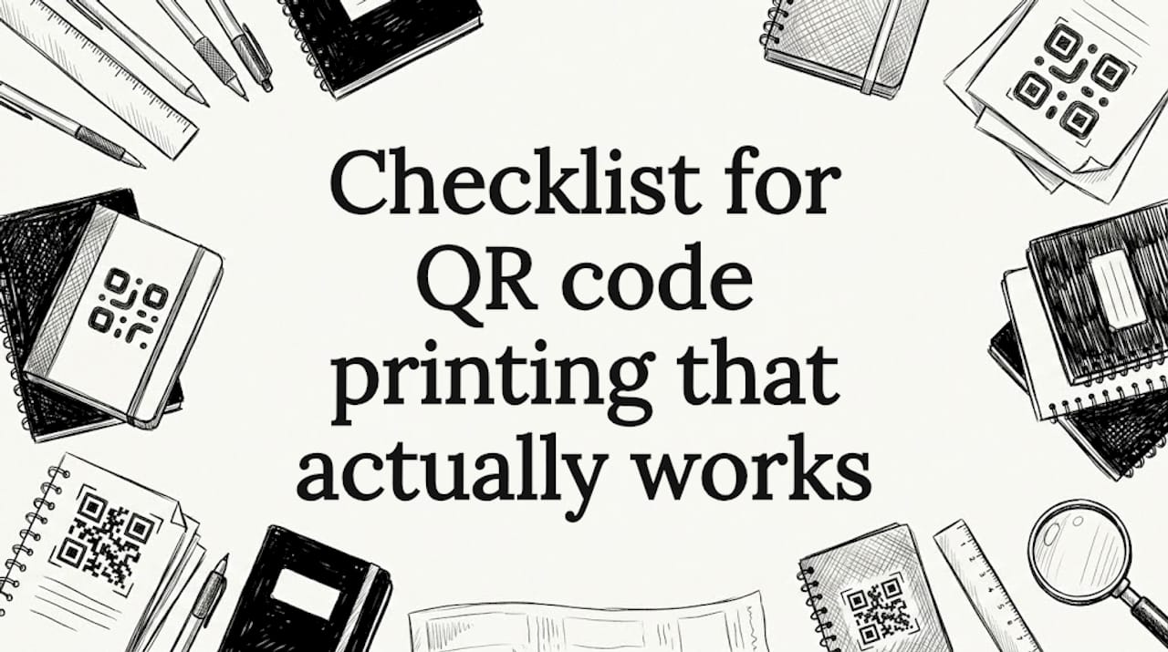 Decorative title card with QR code tools and paper