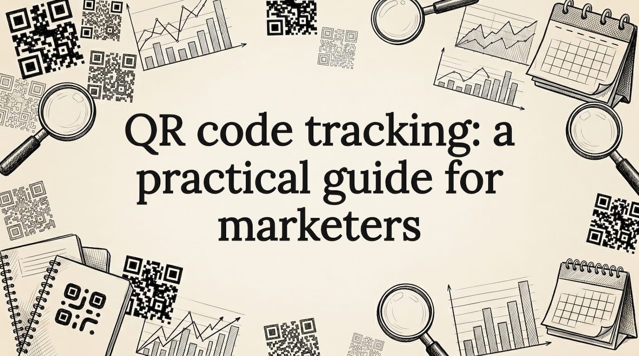Hand-drawn QR code analytics title card illustration