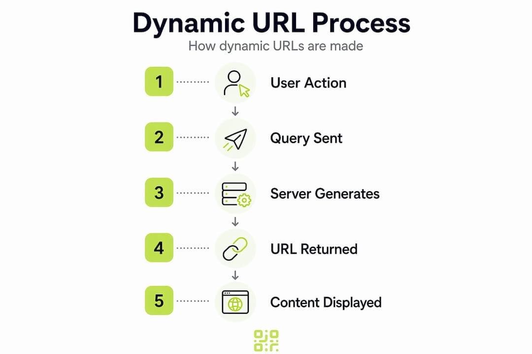 Infographic showing dynamic URL creation steps