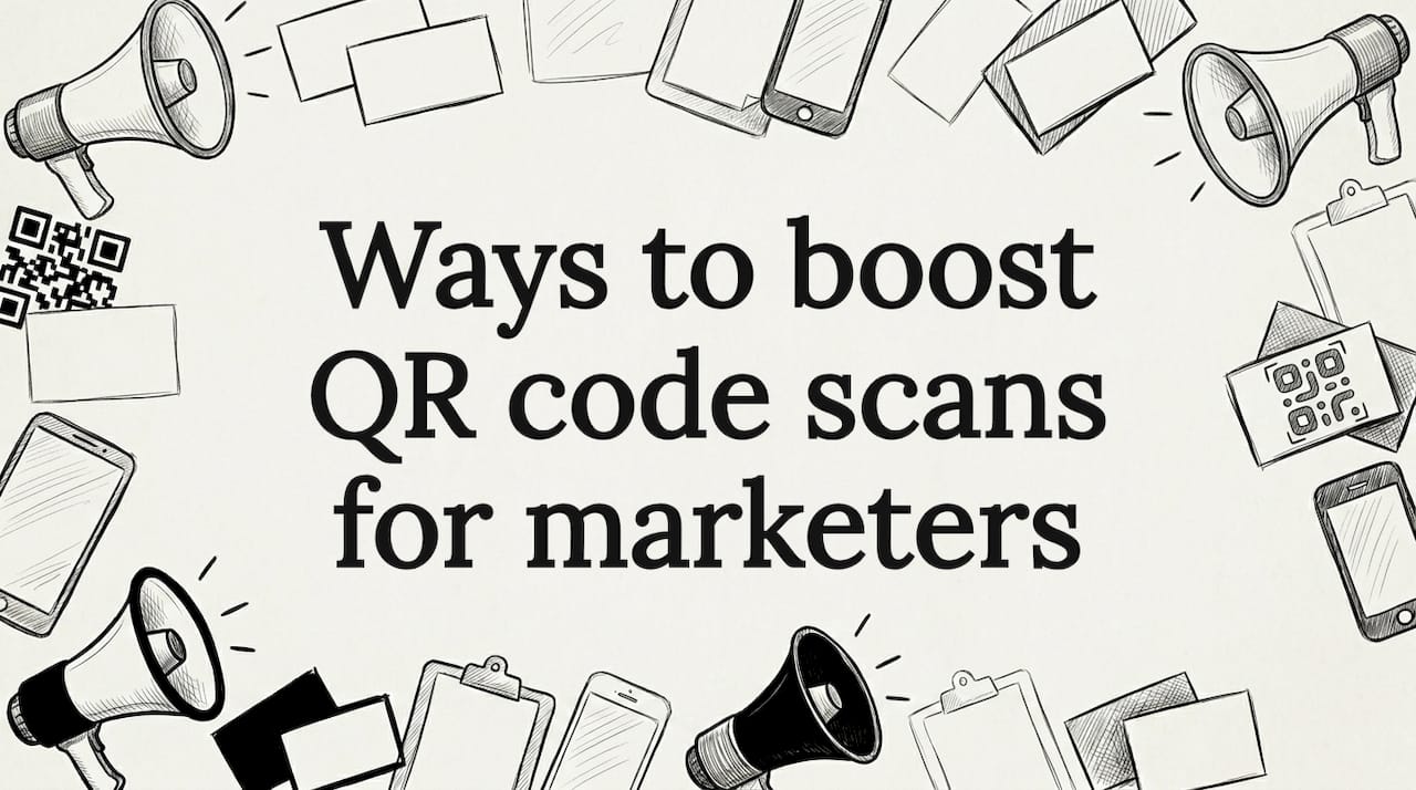 Decorative QR code themed title card illustration