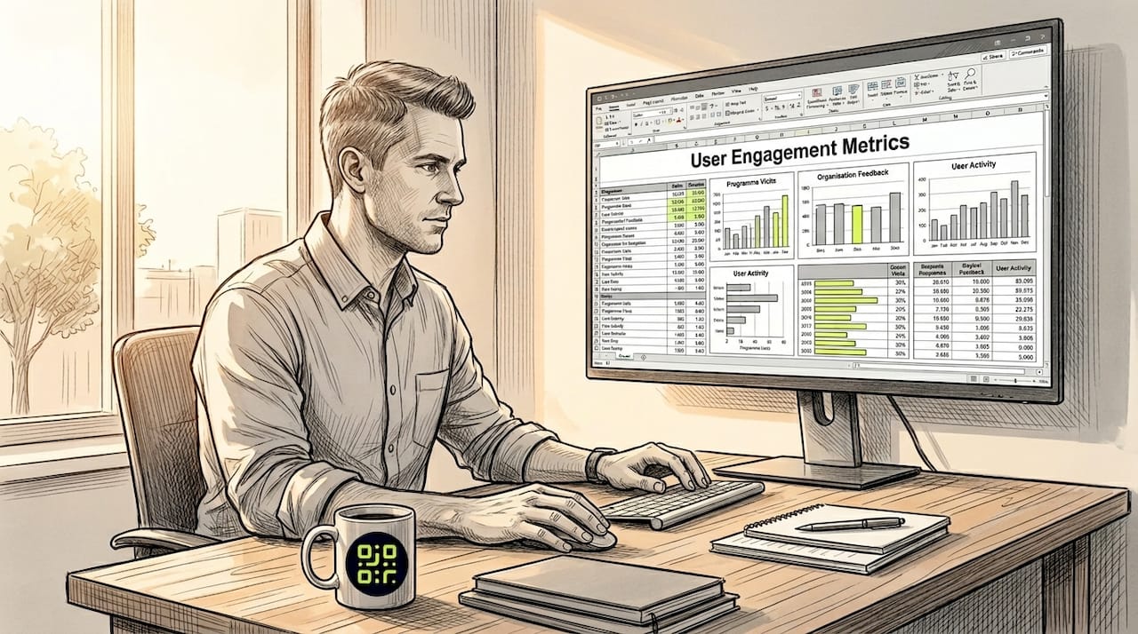 Analyst reviewing digital tracking data at desk