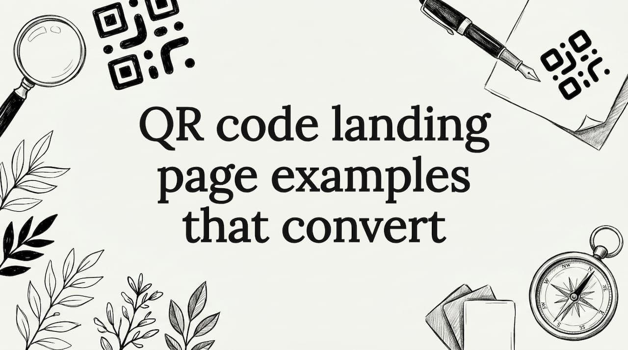 Decorative sketch background with QR code elements