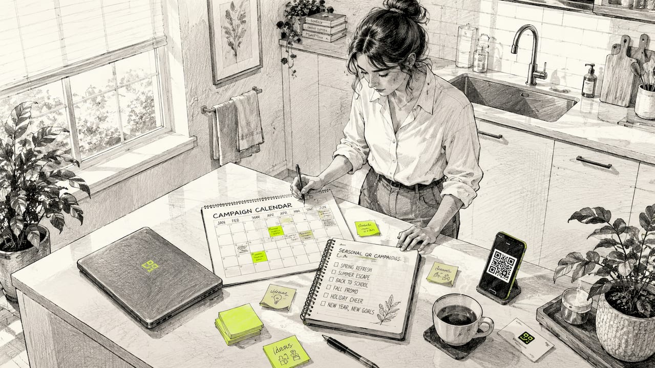 Person planning seasonal QR code campaigns
