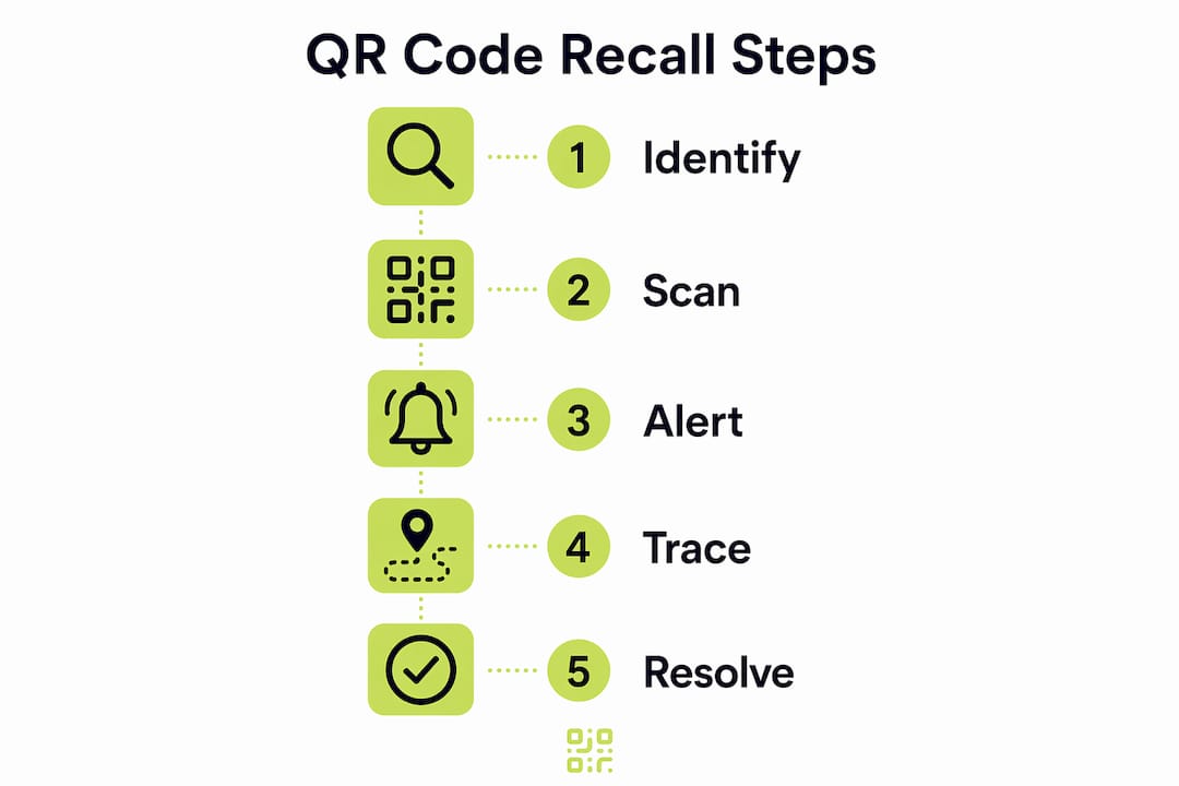 Infographic showing QR code recall process steps