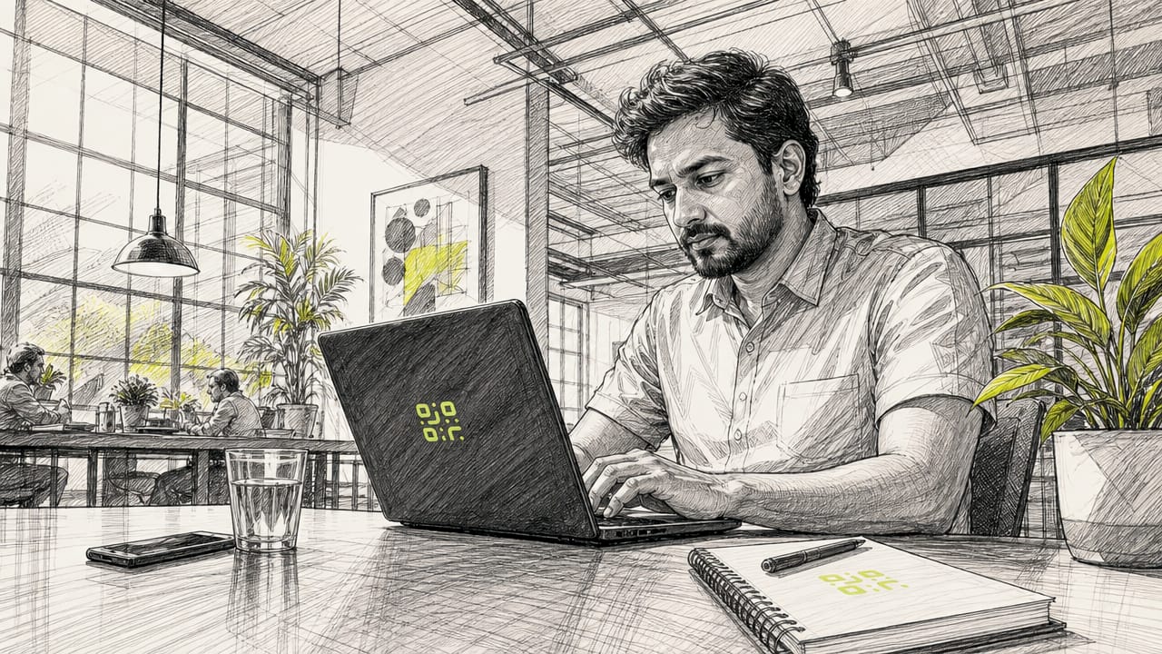 Developer typing code in home office