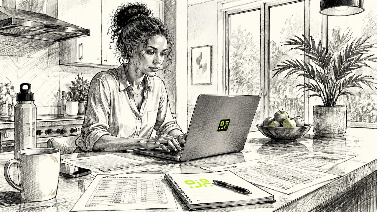 Professional woman working on bulk QR code generation