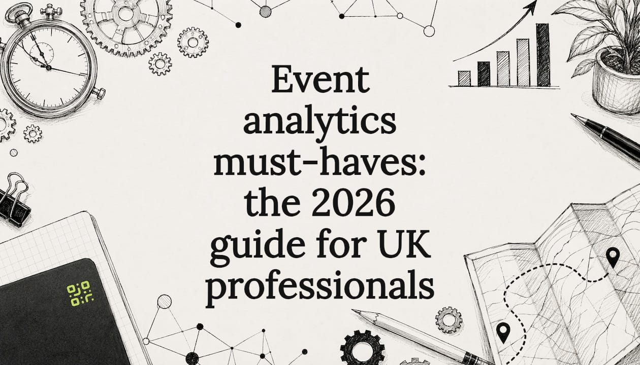 Decorative event analytics title card illustration