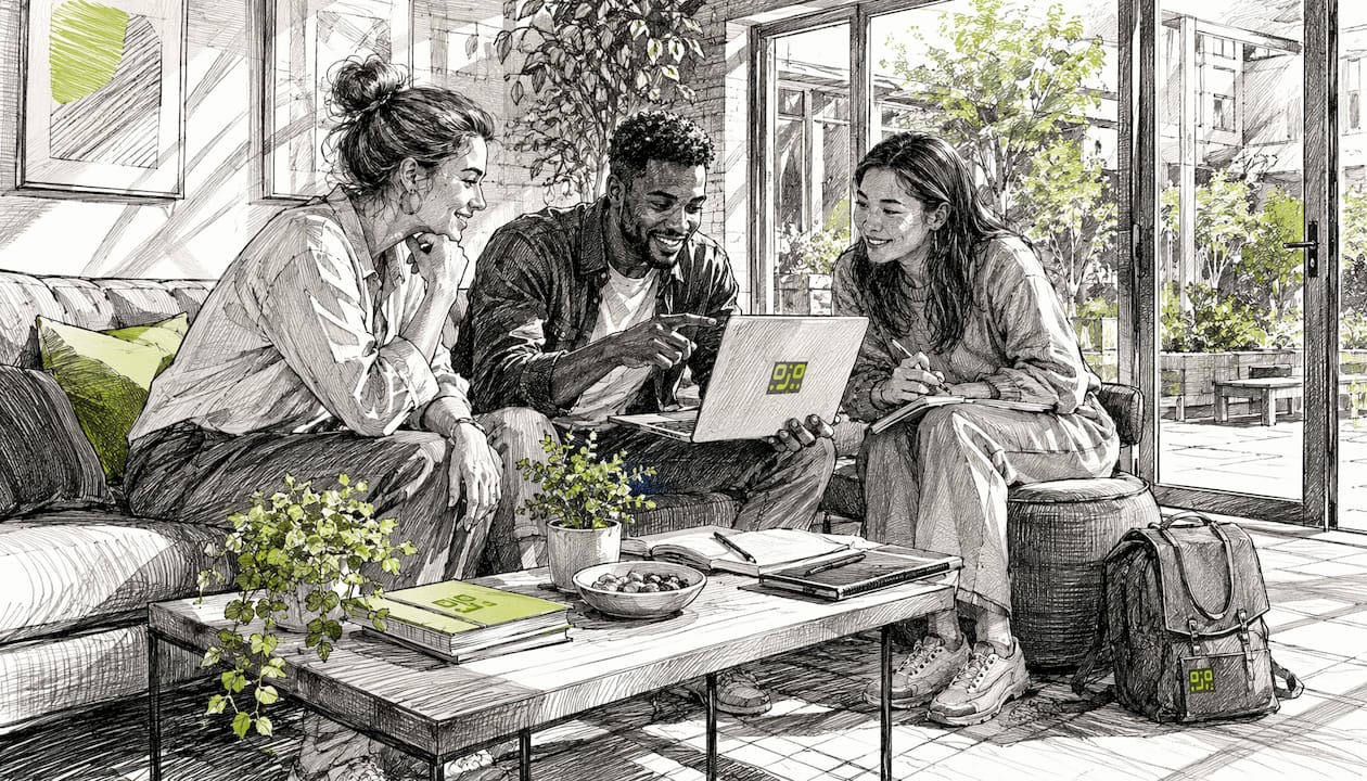 Marketing team discussing QR code analytics