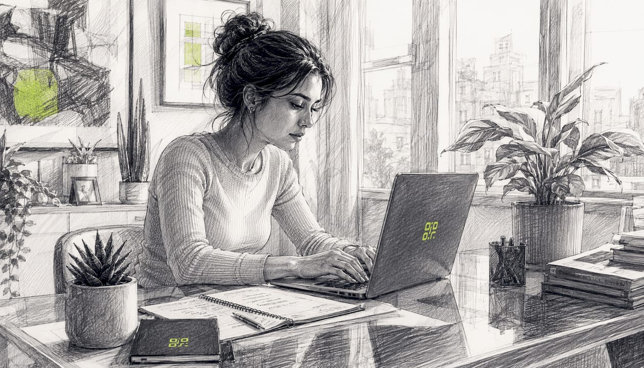 Hands typing on laptop setting up speaker QR landing page